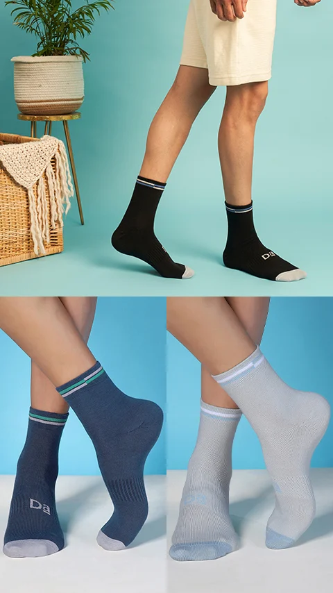Aloe-Soft Above Ankle Non-Terry Socks- Kick Black, Sweet Blue, Merry Grey