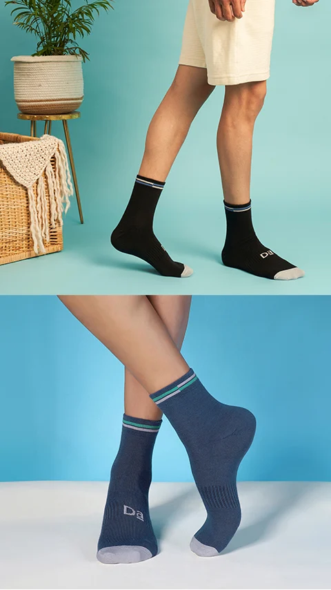 Aloe-Soft Above Ankle Non-Terry Socks- Kick Black, Sweet Blue