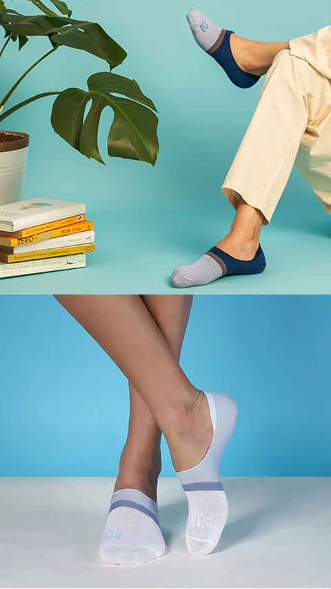 Aloe-Soft No Show Non-Terry Socks- Rich Blue, Pearl White (old)