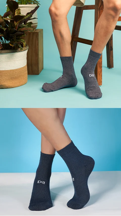 Aloe-Soft Above Ankle Terry Socks- Kick Black, River Blue