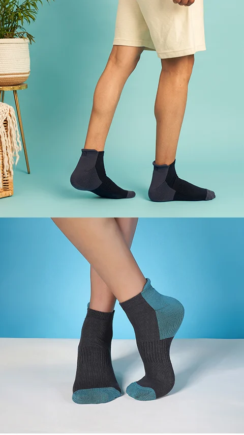 Aloe-Soft Below Ankle Terry Socks- Kick Black, Jealous Blue