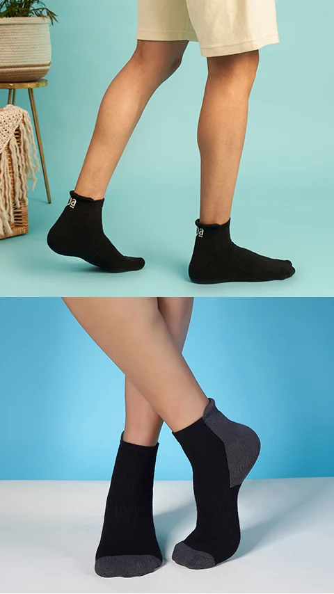 Aloe-Soft Below Ankle Terry Socks- Raven Black, Kick Black