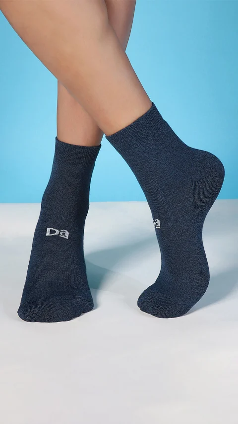 Aloe-Soft Above Ankle Terry Socks- Kick Black, River Blue