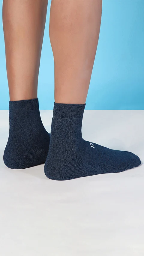 Aloe-Soft Above Ankle Terry Socks- Kick Black, River Blue