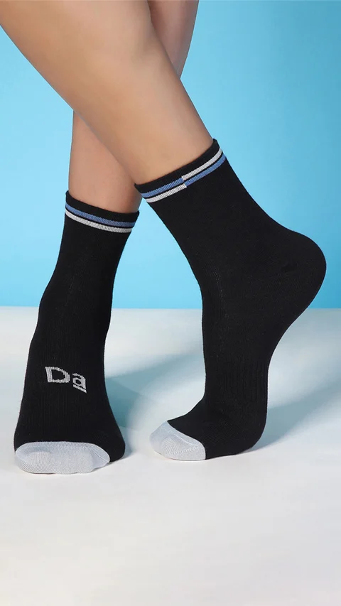 Aloe-Soft Above Ankle Non-Terry Socks- Kick Black, Sweet Blue