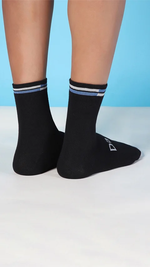 Aloe-Soft Above Ankle Non-Terry Socks- Kick Black, Sweet Blue