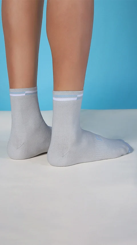 Aloe-Soft Above Ankle Non-Terry Socks- Kick Black, Sweet Blue, Merry Grey
