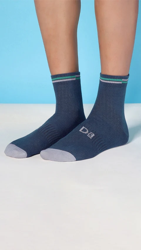 Aloe-Soft Above Ankle Non-Terry Socks- Kick Black, Sweet Blue, Merry Grey