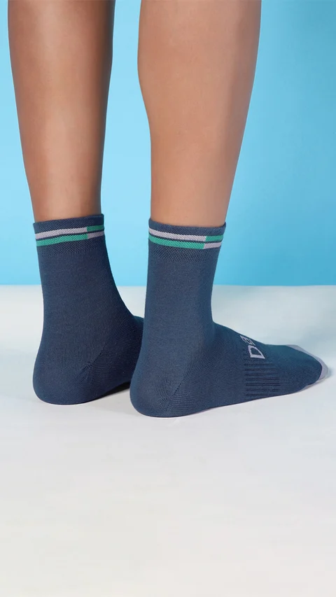 Aloe-Soft Above Ankle Non-Terry Socks- Kick Black, Sweet Blue