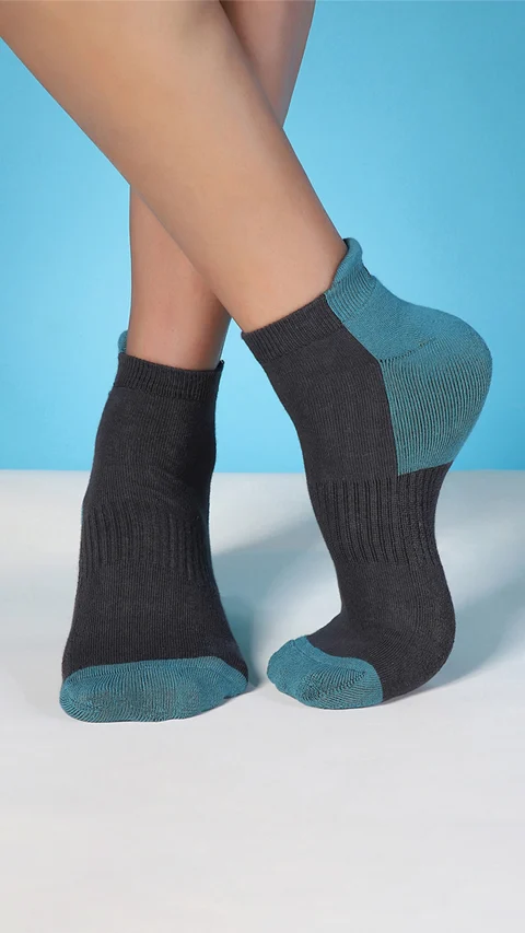 Aloe-Soft Below Ankle Terry Socks- Kick Black, Jealous Blue