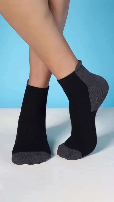 Aloe-Soft Below Ankle Terry Socks- Raven Black, Kick Black