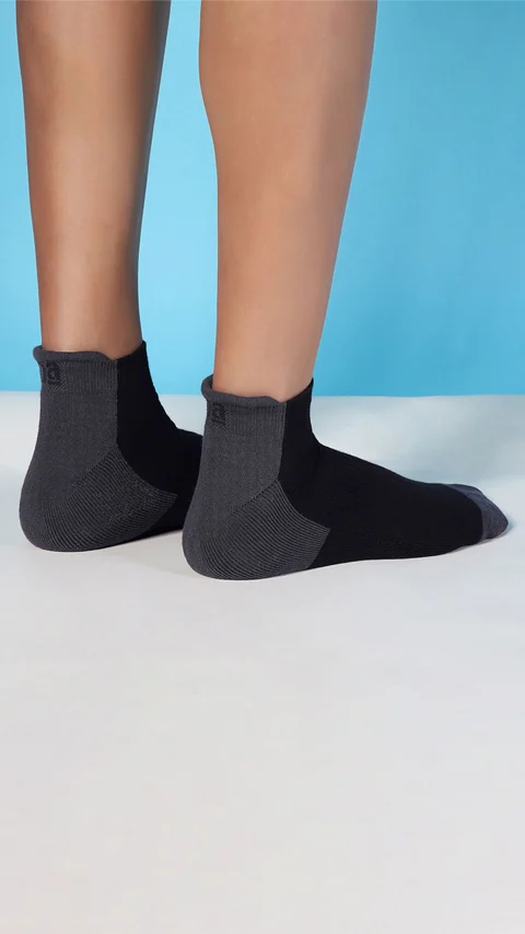 Aloe-Soft Below Ankle Terry Socks- Raven Black, Kick Black