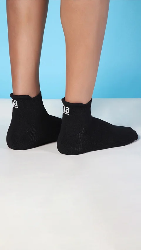 Aloe-Soft Below Ankle Terry Socks- Raven Black, Truffle Purple