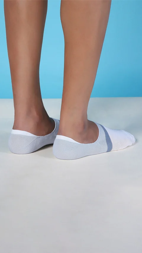 Aloe-Soft No Show Non-Terry Socks- Rich Blue, Pearl White (old)