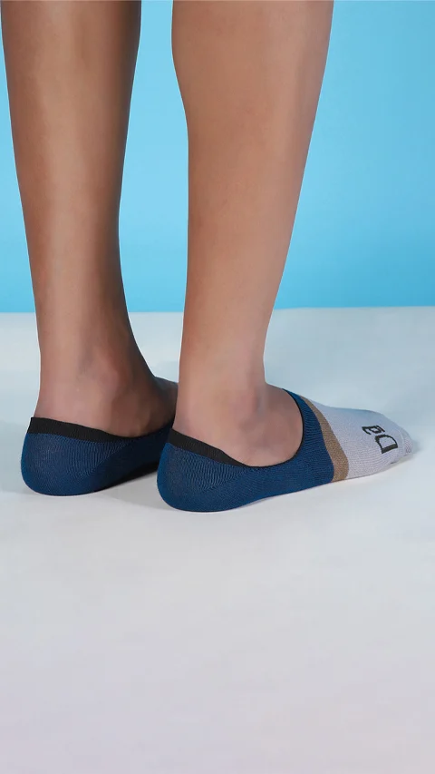 Aloe-Soft No Show Non-Terry Socks- Rich Blue, Pearl White (old)