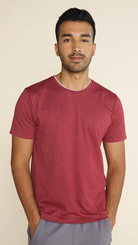 Breeeze Ultra-Light Melange T-Shirt Maveric Maroon