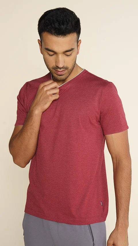 Breeeze Ultra-Light Melange T-Shirt Maveric Maroon