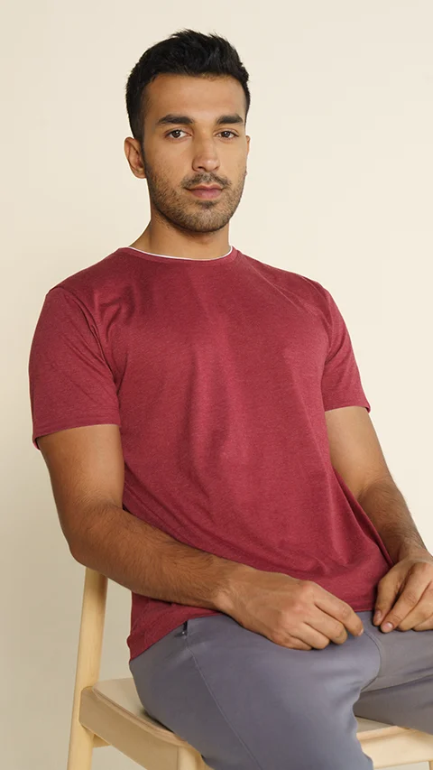 Breeeze Ultra-Light Melange T-Shirt Maveric Maroon