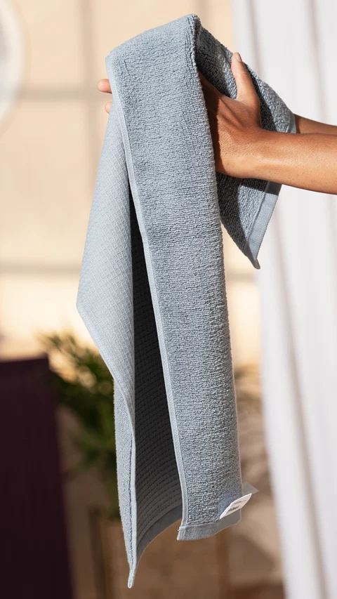 Waffle - Plush Hand Towel Earthy Blue