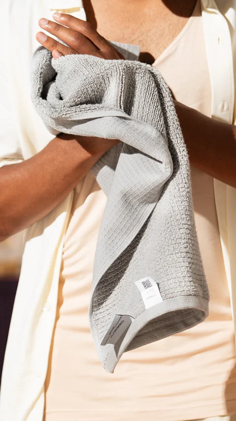 Waffle-Plush Hand Towels- Pack Of 2 Fog Grey, Earthy Blue