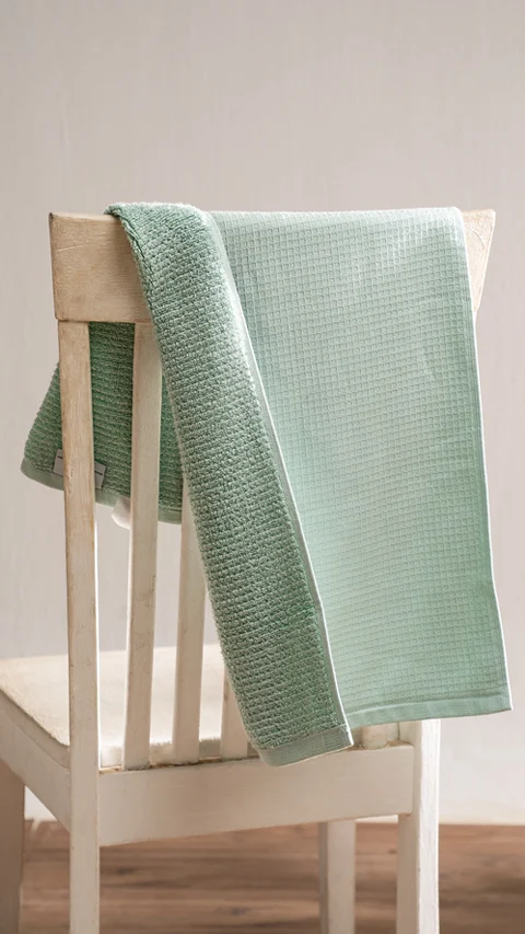 Waffle - Plush Hand Towel Sea Green