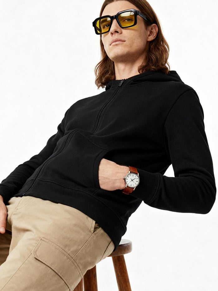 ReNEWd Zipper Hoodie Eclipse Black
