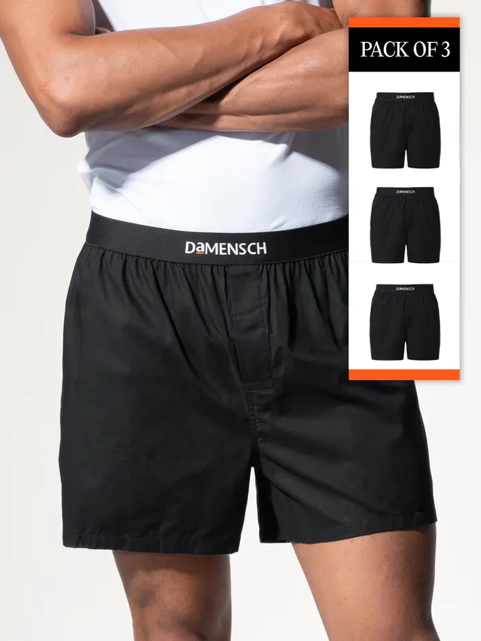 Breeze Ultra-Light Solid Inner Boxer Virtual Pack of 3 Cape Black