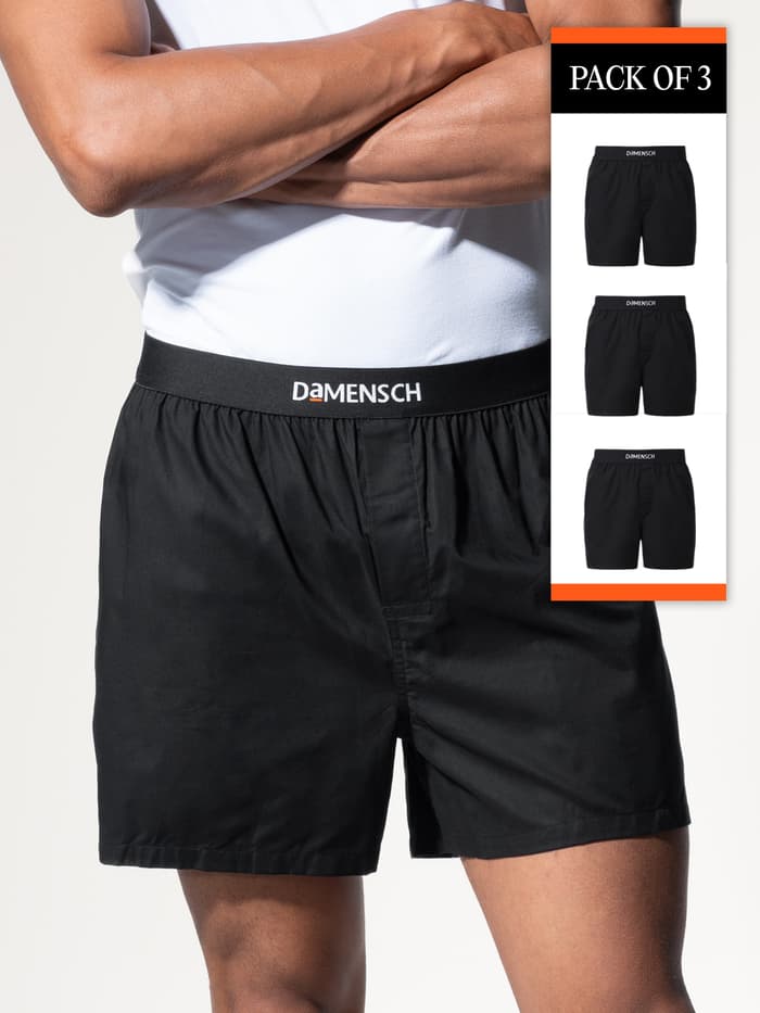 Breeze Ultra-Light Solid Inner Boxer Virtual Pack of 3 Cape Black