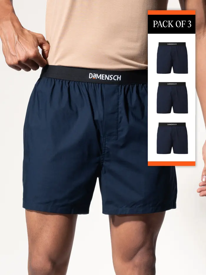 Breeze Ultra-Light Solid Inner Boxer Virtual Pack of 3 Colombo Blue