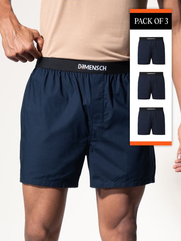 Breeze Ultra-Light Solid Inner Boxer Virtual Pack of 3 Colombo Blue