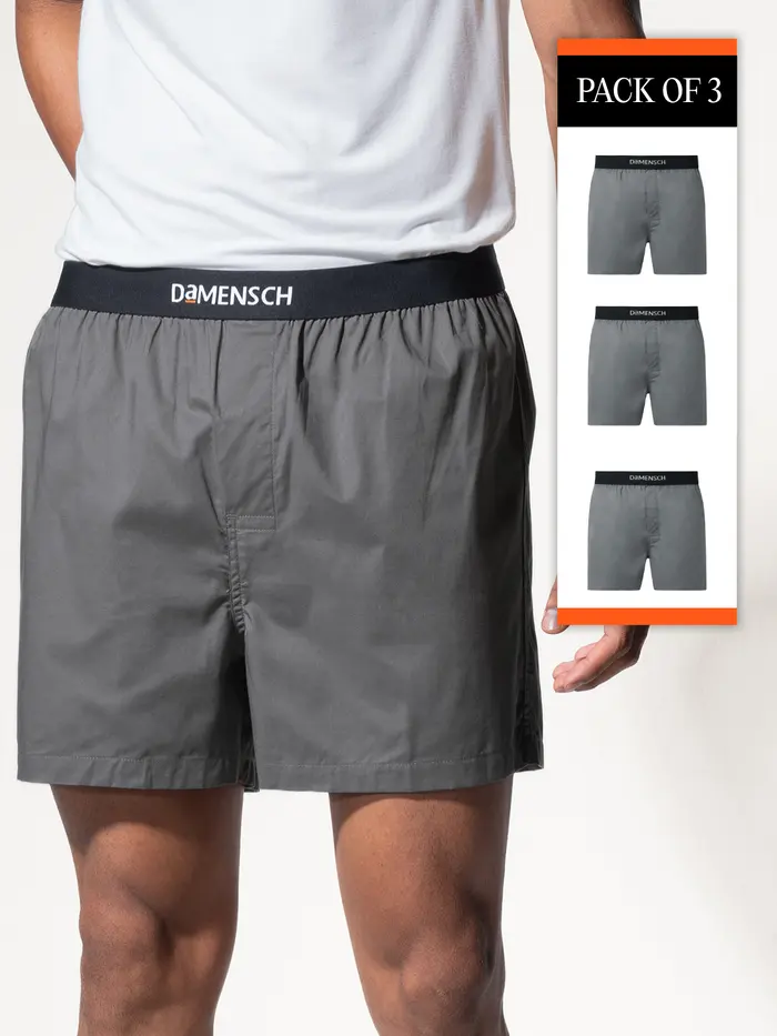 Breeze Ultra-Light Solid Inner Boxer Virtual Pack of 3 Las Grey