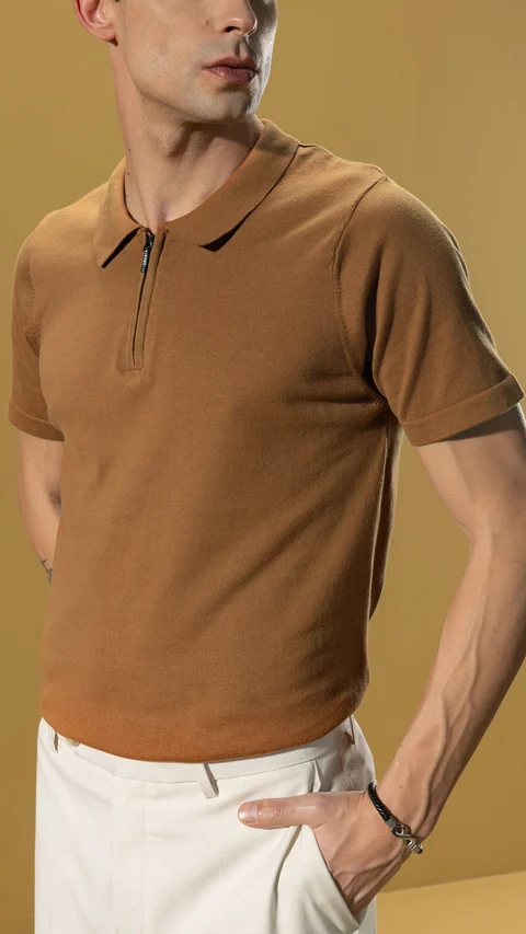InfiKnit Polo T-Shirt Vintage Brown