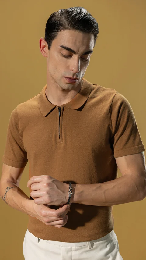 InfiKnit Polo T-Shirt Vintage Brown