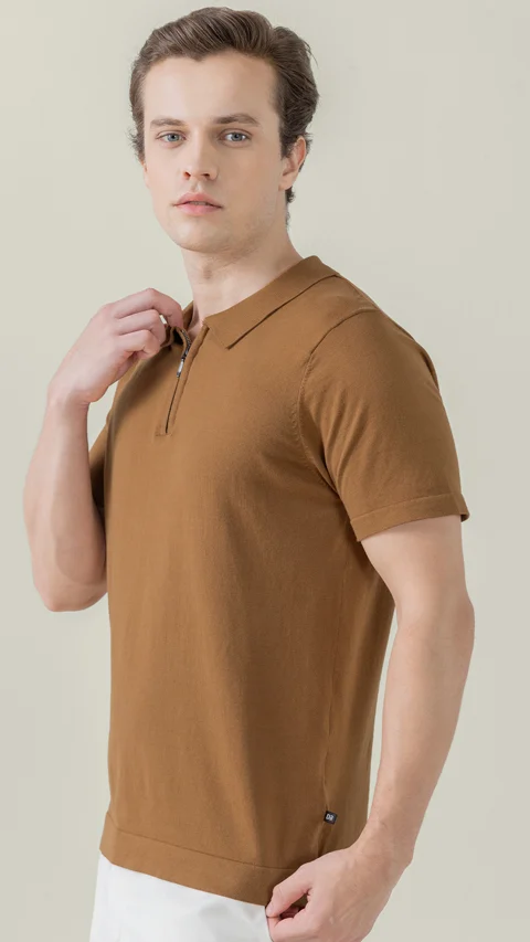InfiKnit Polo T-Shirt Vintage Brown