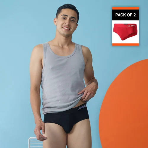 Value-Deal Deo-Soft Briefs Complete Black, Tango Red