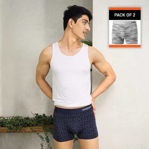 Value-Deal Deo-Soft Trunks Dashed Silver, Navy Knot