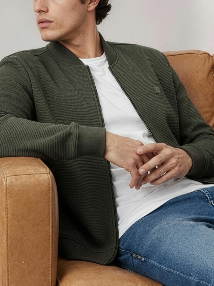 ReNEWd Ottoman Bomber Jacket Jungle Green