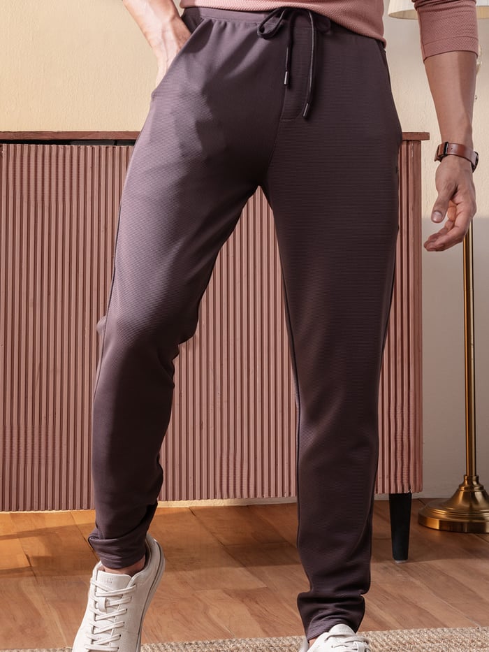Statement Textured Jogger Dark Chocolate