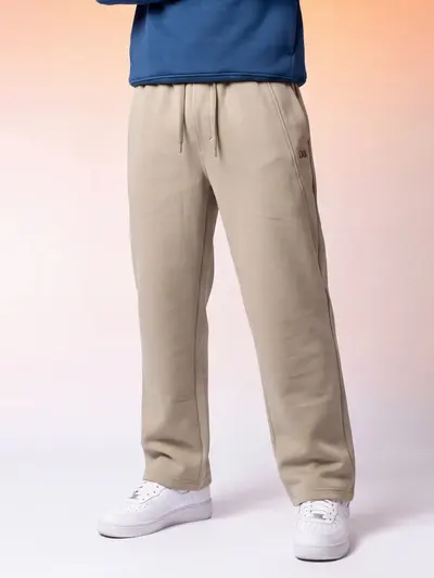 Classic Wide Leg Joggers Oat Beige
