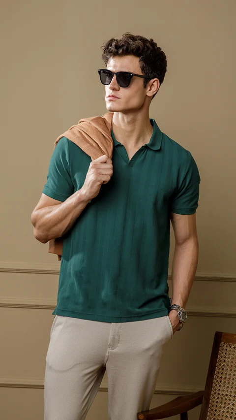 Textured Polo Top