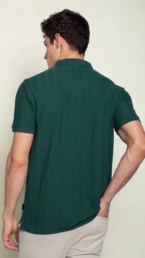 Statement Textured Polo T-Shirt Garden Green