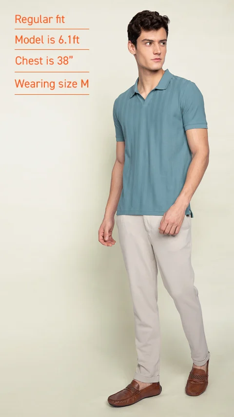 Statement Textured Polo T-Shirt Shady Teal