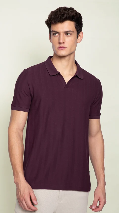 Statement Textured Polo T-Shirt Wisdom Wine
