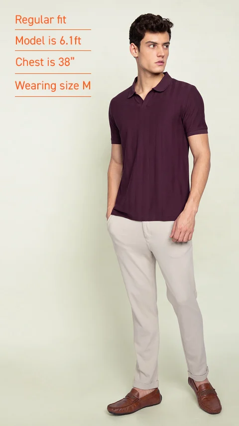 Statement Textured Polo T-Shirt Wisdom Wine
