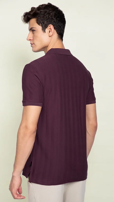 Statement Textured Polo T-Shirt Wisdom Wine