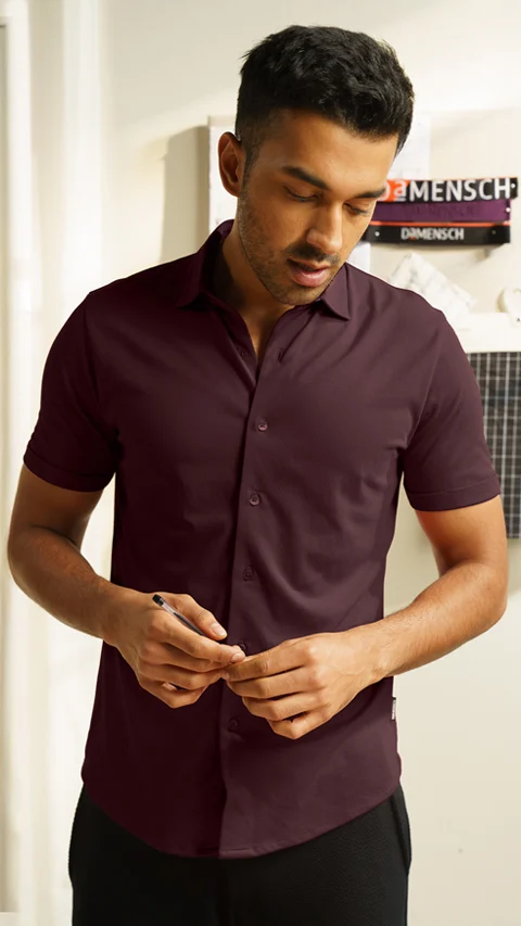 Constant All-Degree Pique Shirts Half Sleeves Loyal Maroon