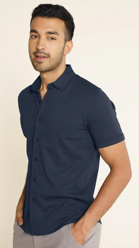 Constant All-Degree Pique Shirts Half Sleeves True navy