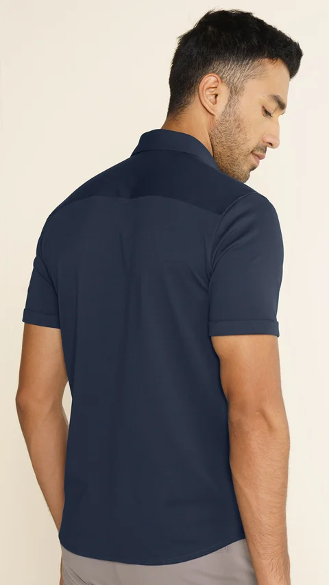 Constant All-Degree Pique Shirts Half Sleeves True navy