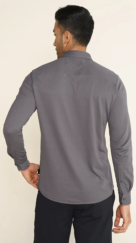 Constant All-Degree Pique Shirts Full Sleeves Charcoal Grey