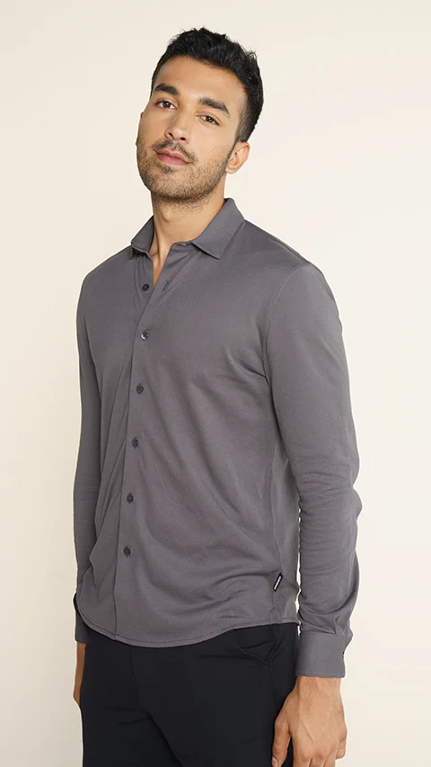 Constant All-Degree Pique Shirts Full Sleeves Charcoal Grey